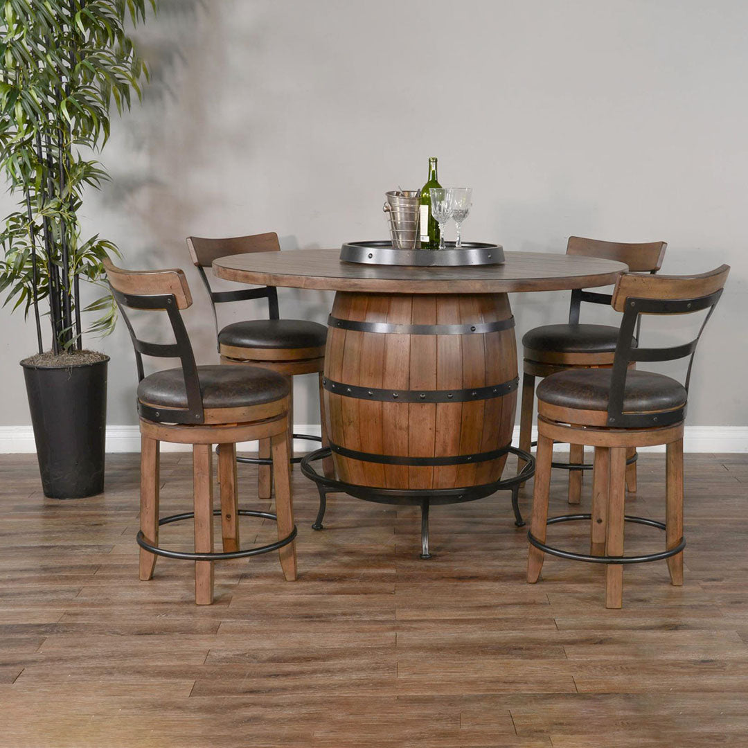 Mesa de piel de ante con taburetes