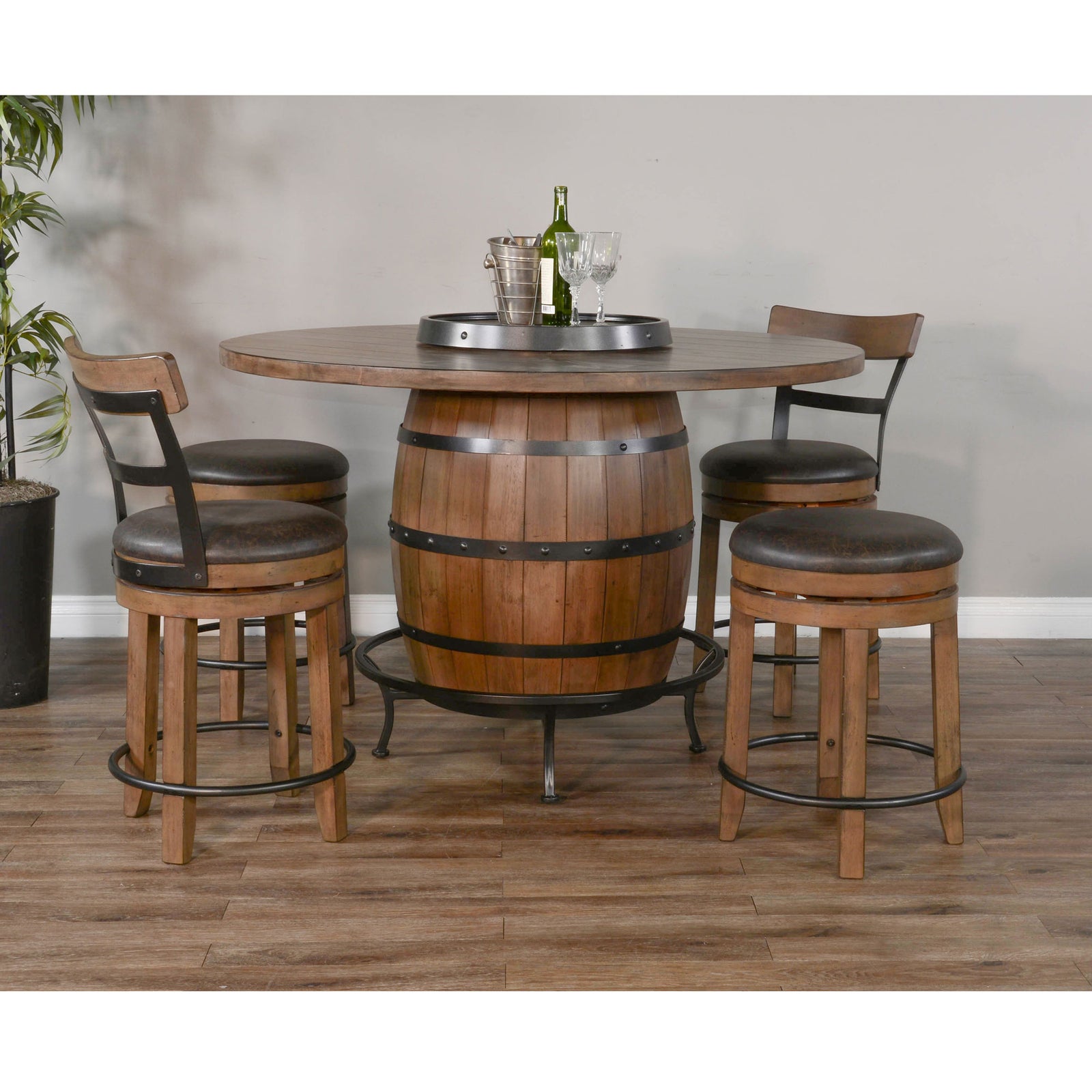 Buckskin Swivel Barstool with Back