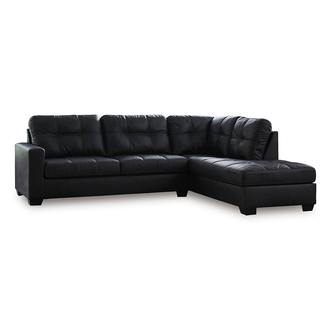 Barlin Mills sectional with right chaise by Signature Design by Ashley in grey on a white background