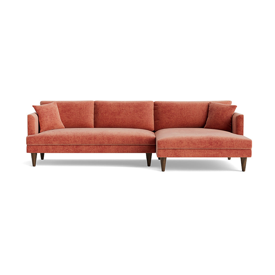 Joybird pink sectional sofa with right chaise