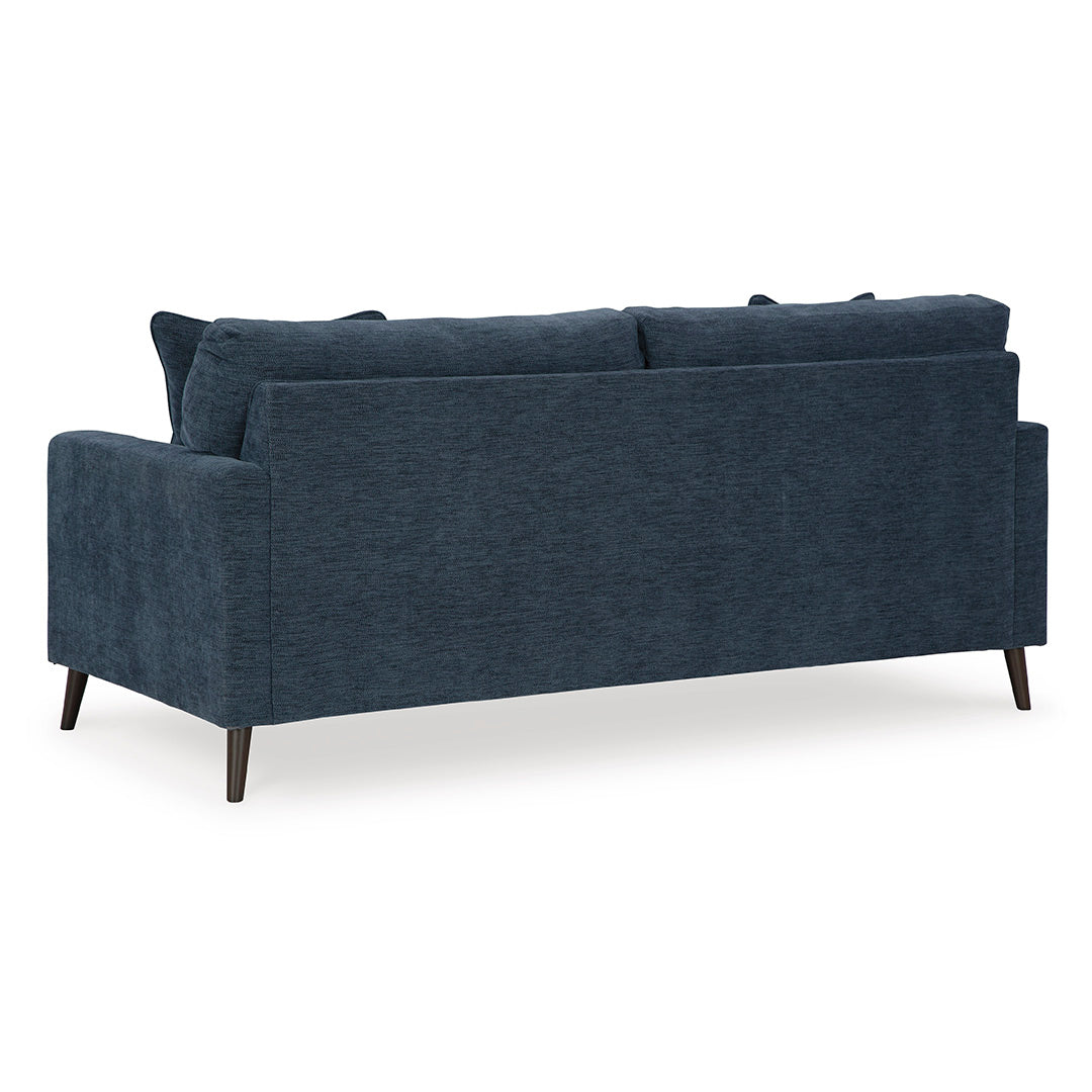 Back view of the Bixler sofa by Ashley Furniture in blue upholstery