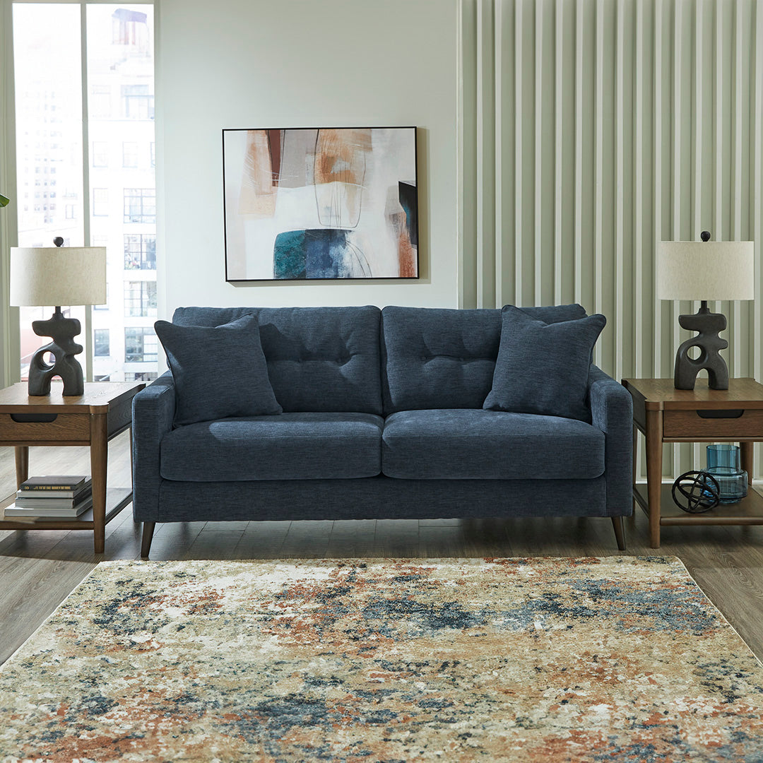 Bixler sofa by Ashley Furniture in blue upholstery in a modern living room