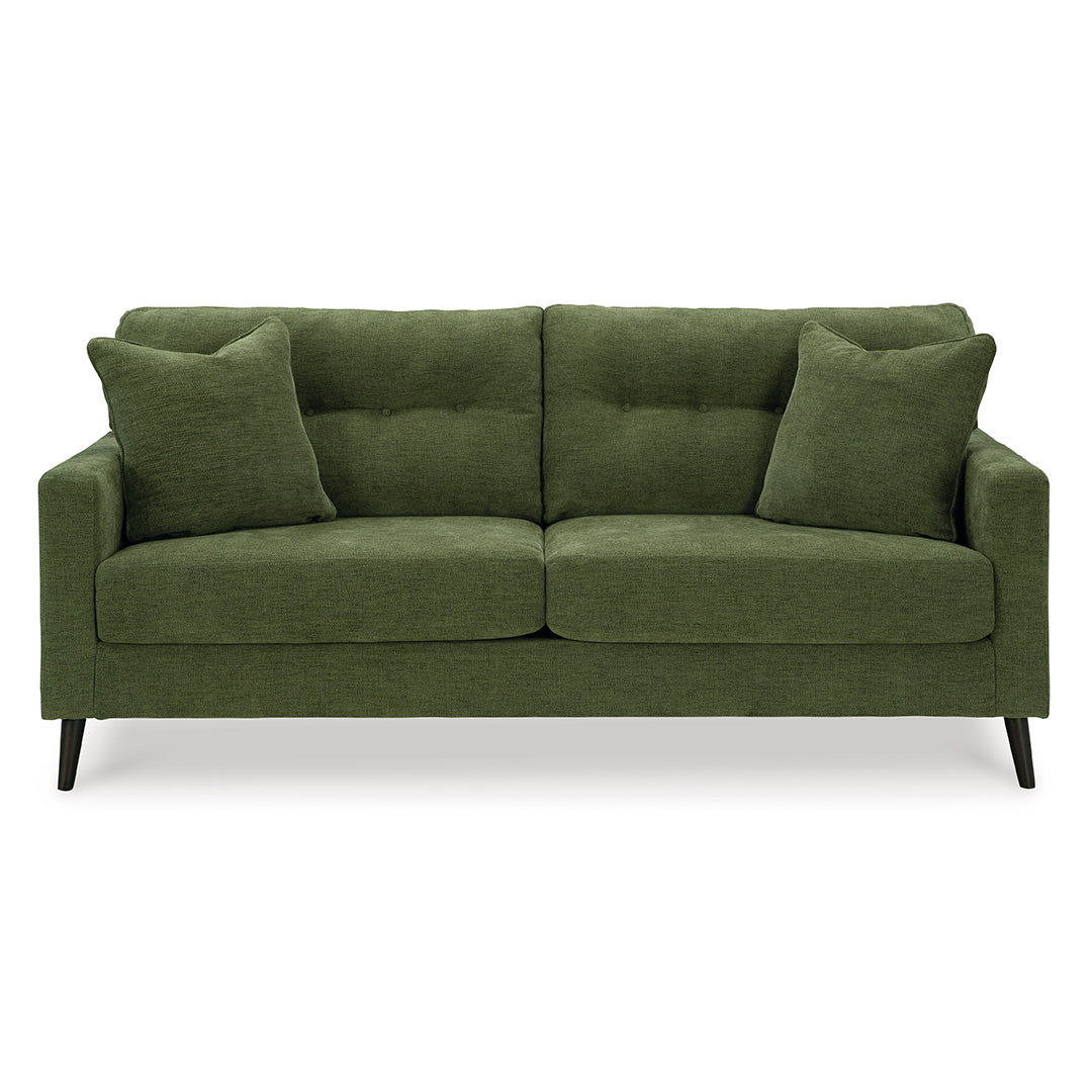 front view of the Bixler sofa by Ashley Furniture in green upholstery