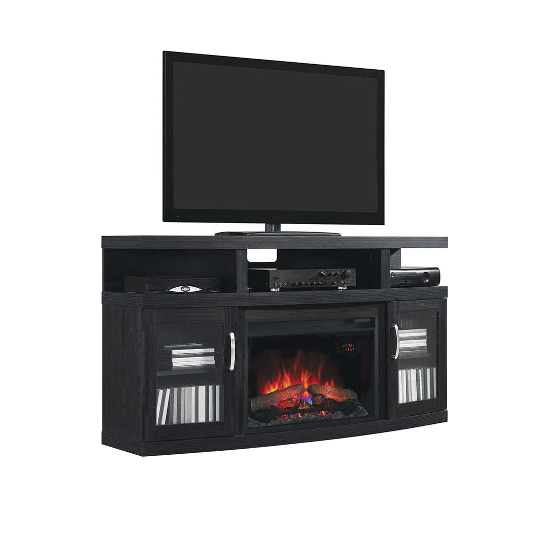 Mueble de TV con chimenea en voladizo