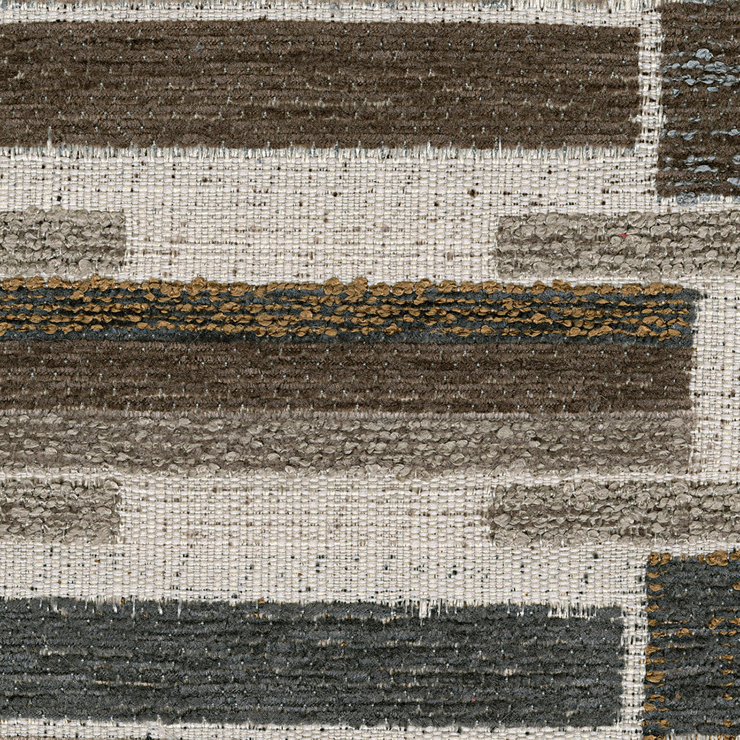 Textured fabric with brown, gray, and beige stripes