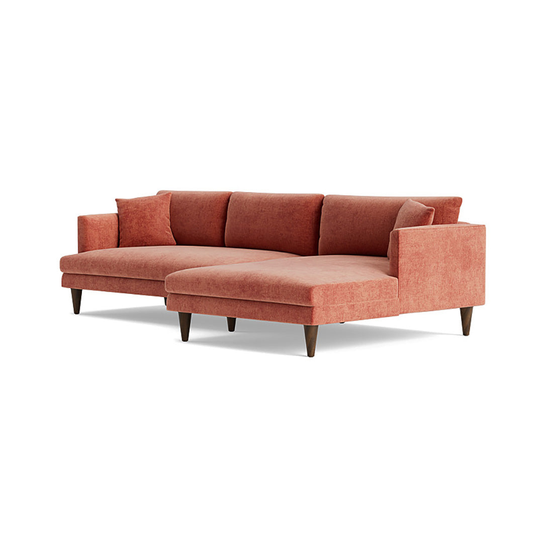 Joybird pink sectional sofa with right chaise