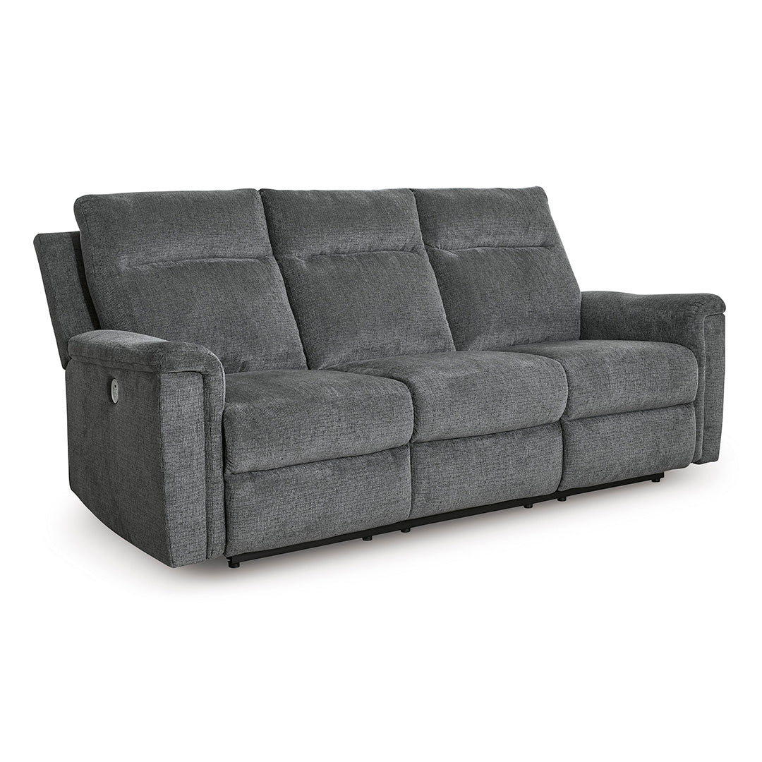 Barnsana Power Reclining Sofa and Recliner from Signature Design by Ashley in Gray with Power Recline, USB Port - Angle view