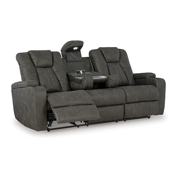 Batavia Pier reclining sofa by Ashley Furniture with drop-down table and built-in charging features