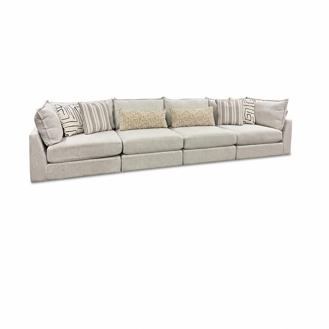 Durango Sectional (4pc) (4-Piece) from Fusion in Gray with Accent Pillows, Reversible Cushions, Made in USA