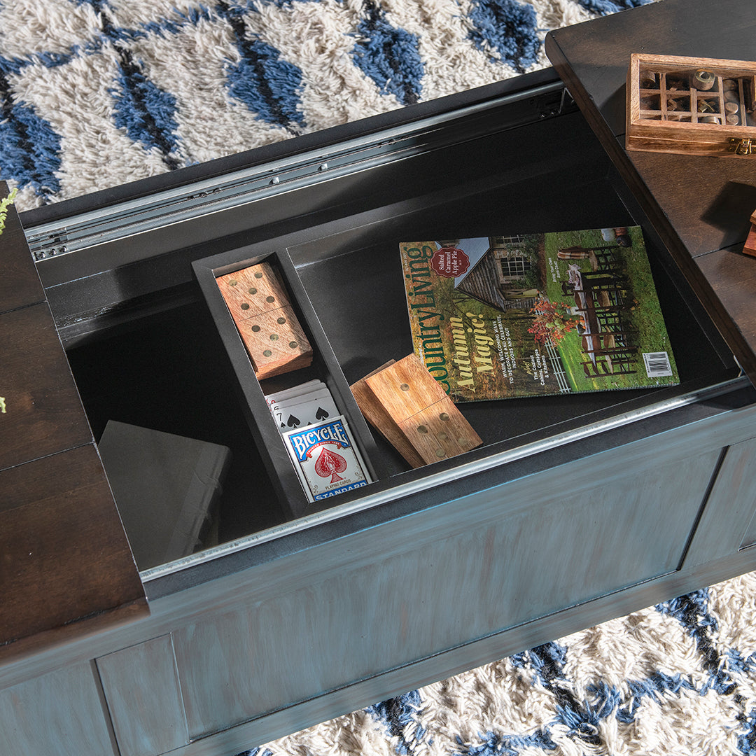 Lake House Sliding Top Cocktail Table from Legacy Classic Furniture in Blue Veneer - Additional view 8