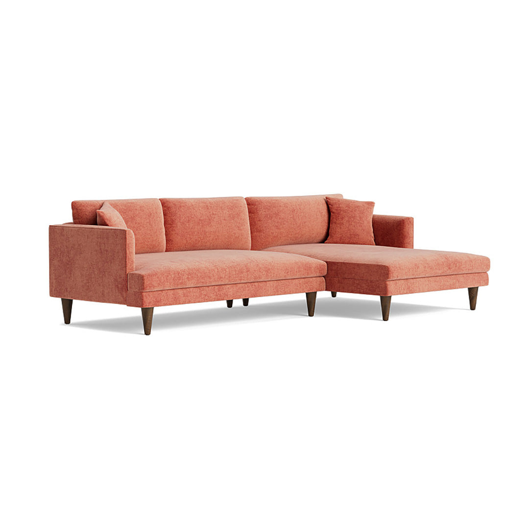 Joybird pink sectional sofa with right chaise