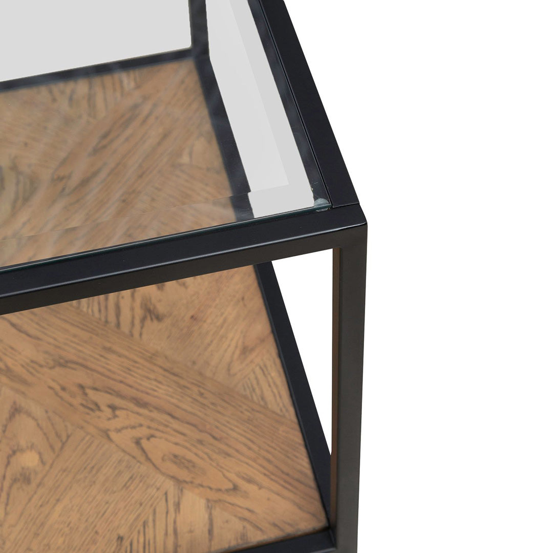 Bedford end table in black, alternate angled view