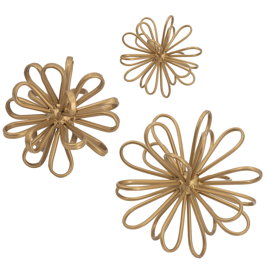 Flores de hierro dorado (juego de 3)
