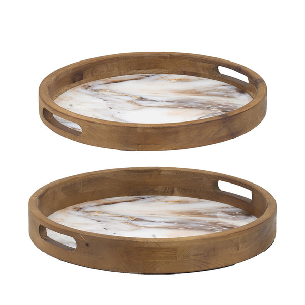 Bandejas decorativas de madera (juego de 2)