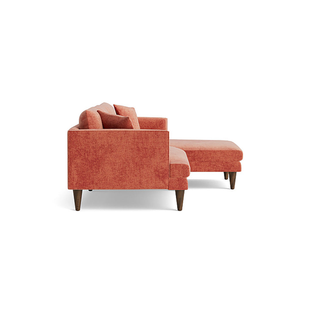 Joybird pink sectional sofa with right chaise