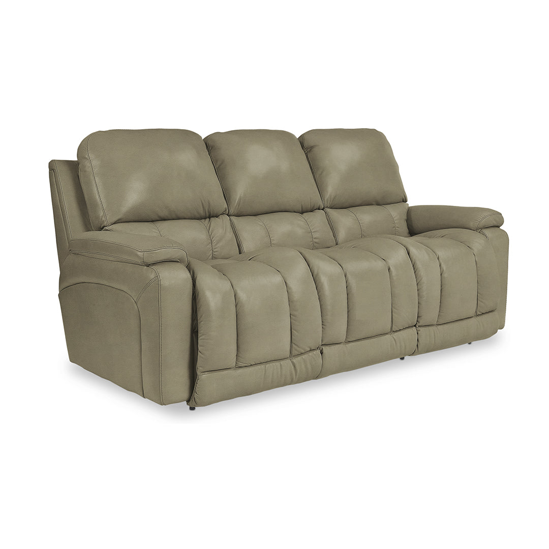 Greyson Leather Power Reclining Sofa with Wireless Remote from La-Z-Boy Incorporated in Beige, Made in USA - Gray finish