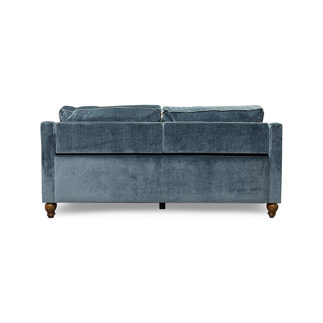 Adeline Power Reclining Sofa from Best Home Furnishings in Blue Velvet, Made in USA - Reclined position