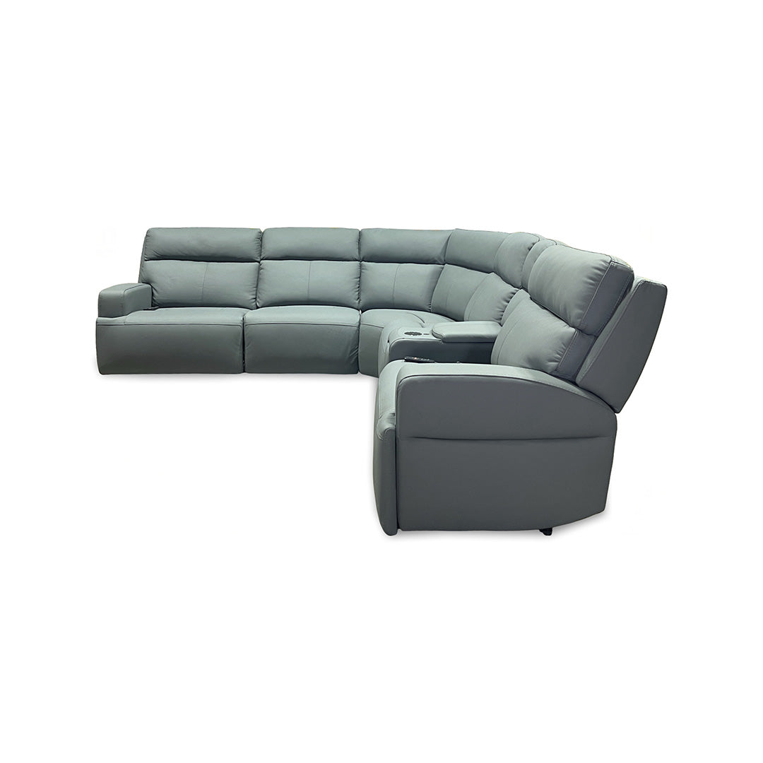 Ariel Leather Power Reclining Sectional with Heat & Massage