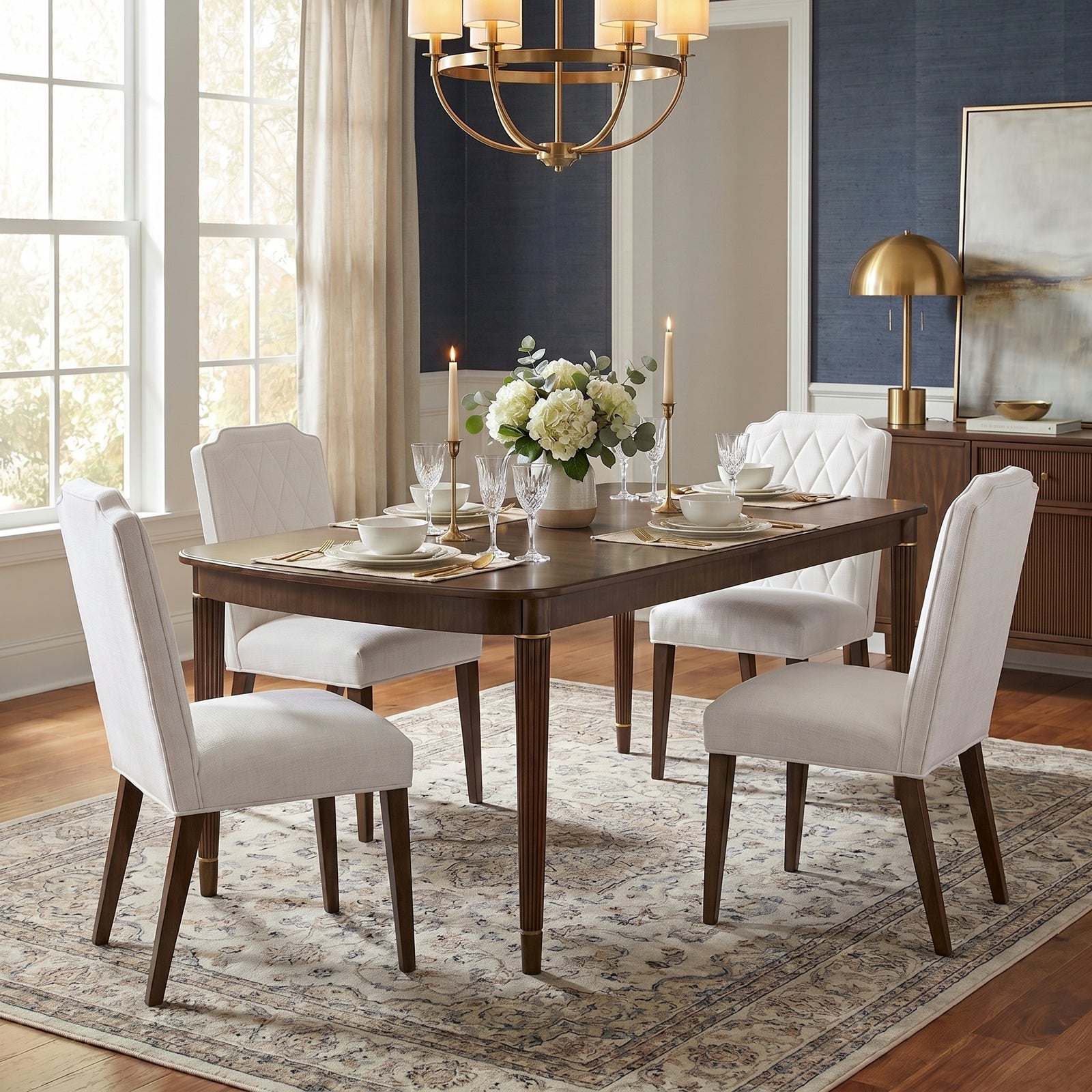 Asher Park dining set in brown, alternate lifestyle view with table and chairs