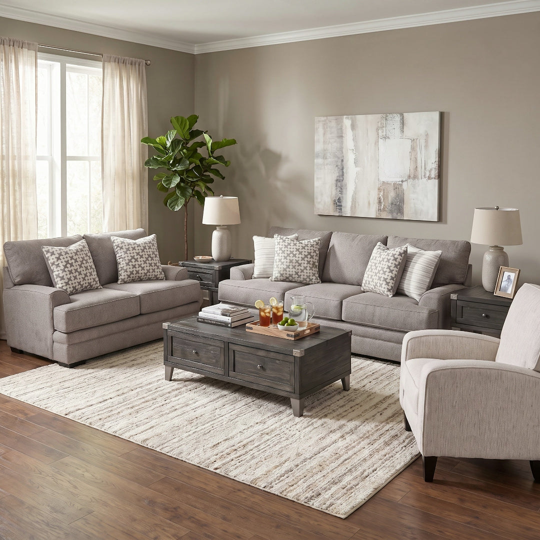 Beige Performance Fabric Ashton Sofa from Franklin Corporation - Alternate angle
