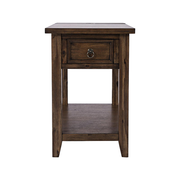 Brown Bakersfield Power Side Table with USB Port from Jofran - Side view