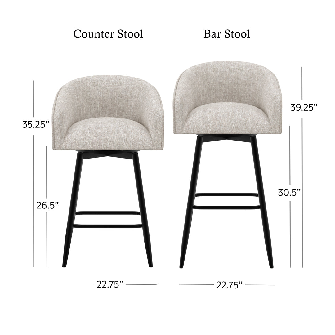 Barrel Bar Stool - Beige