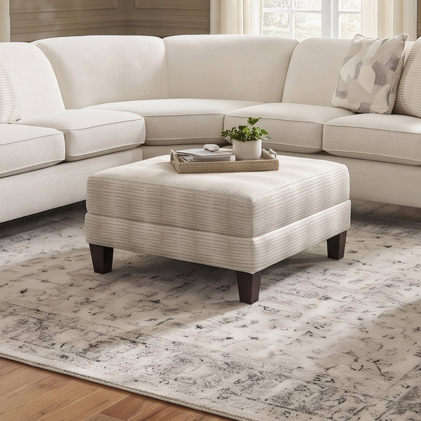 Belle Ottoman from Hickorycraft (Craftmaster) in Beige, Made in USA - Alternate angle