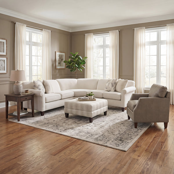 Belle Sectional from Hickorycraft (Craftmaster) in Beige, Made in USA - Room setting