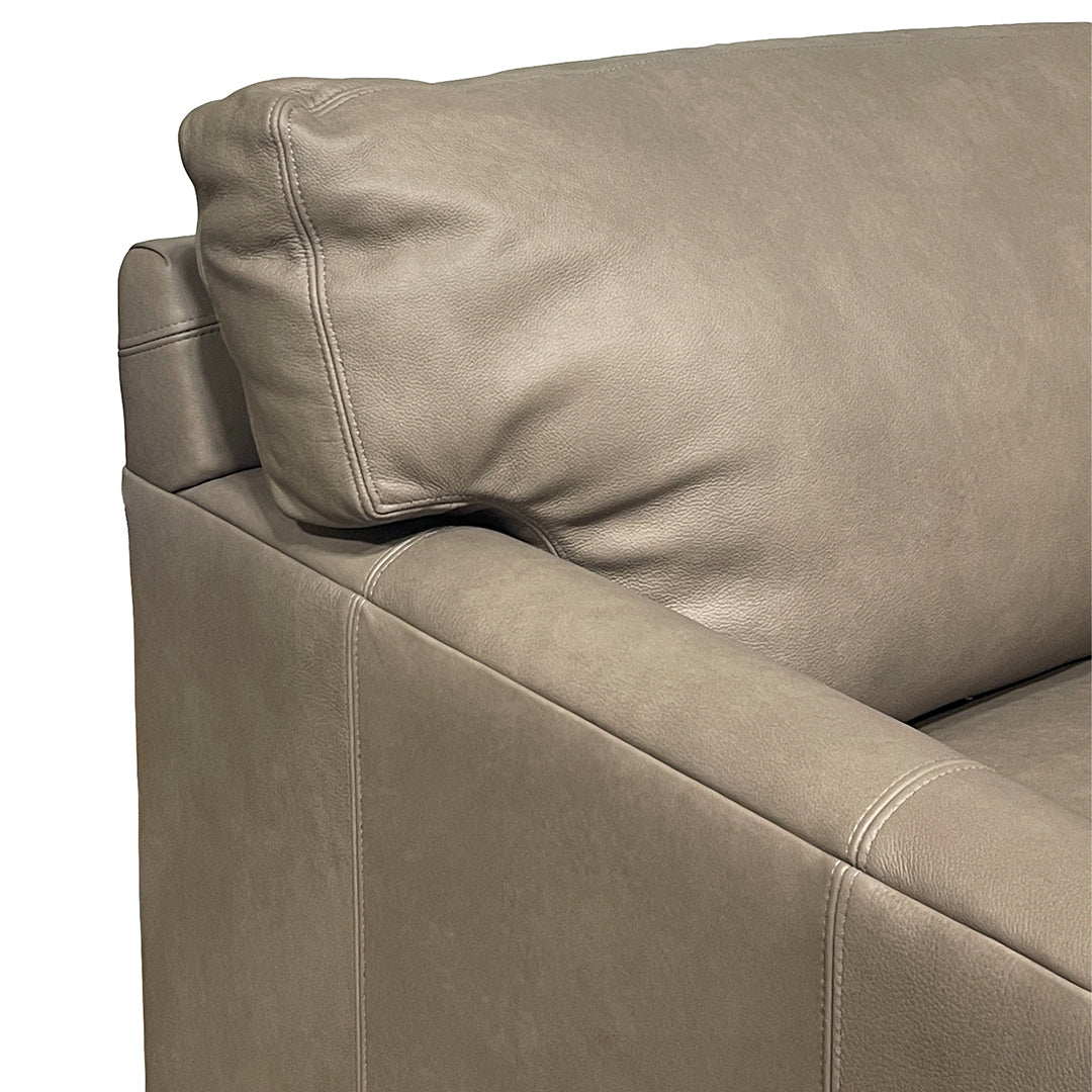 Belle Leather Accent Chair from Hickorycraft (Craftmaster) in Gray with Hardwood Frame, Wood Legs, Made in USA - Overhead view