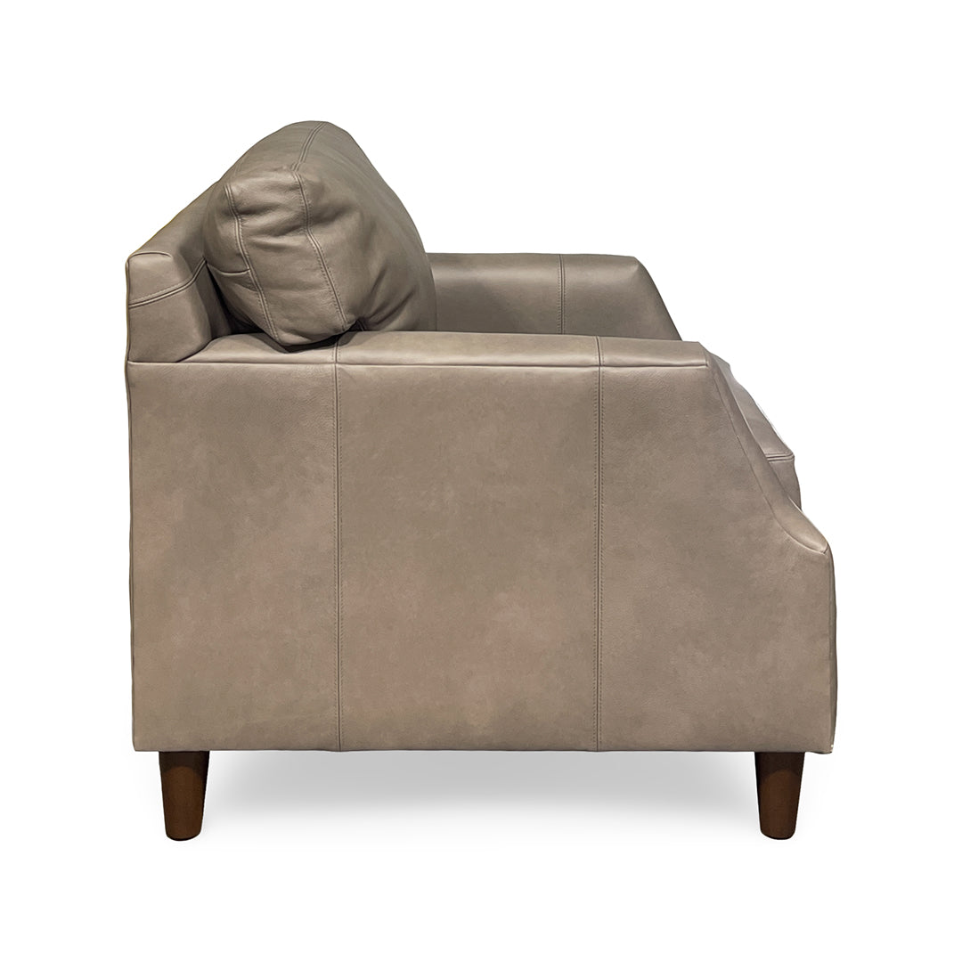 Belle Leather Accent Chair from Hickorycraft (Craftmaster) in Gray with Hardwood Frame, Wood Legs, Made in USA - Overhead view