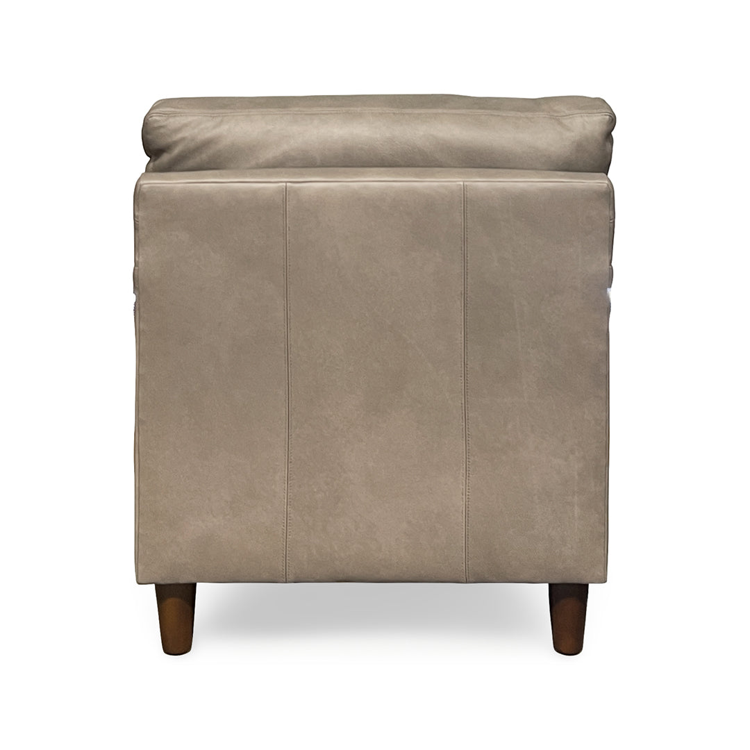 Belle Leather Accent Chair from Hickorycraft (Craftmaster) in Gray with Hardwood Frame, Wood Legs, Made in USA - Overhead view