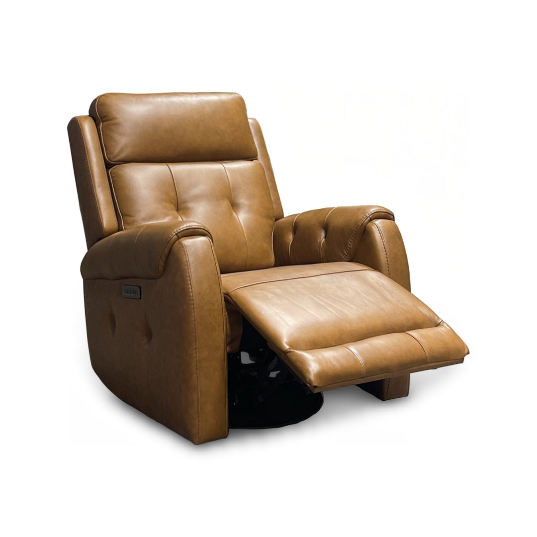 Bergman Leather Power Swivel Glider Recliner