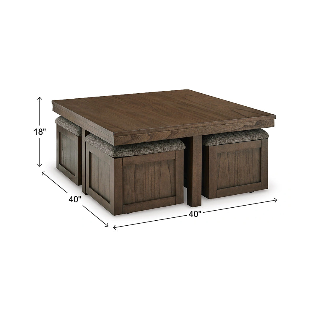 Boardernest Coffee Table with Stools from Signature Design by Ashley in Brown with Casters - Additional view 10