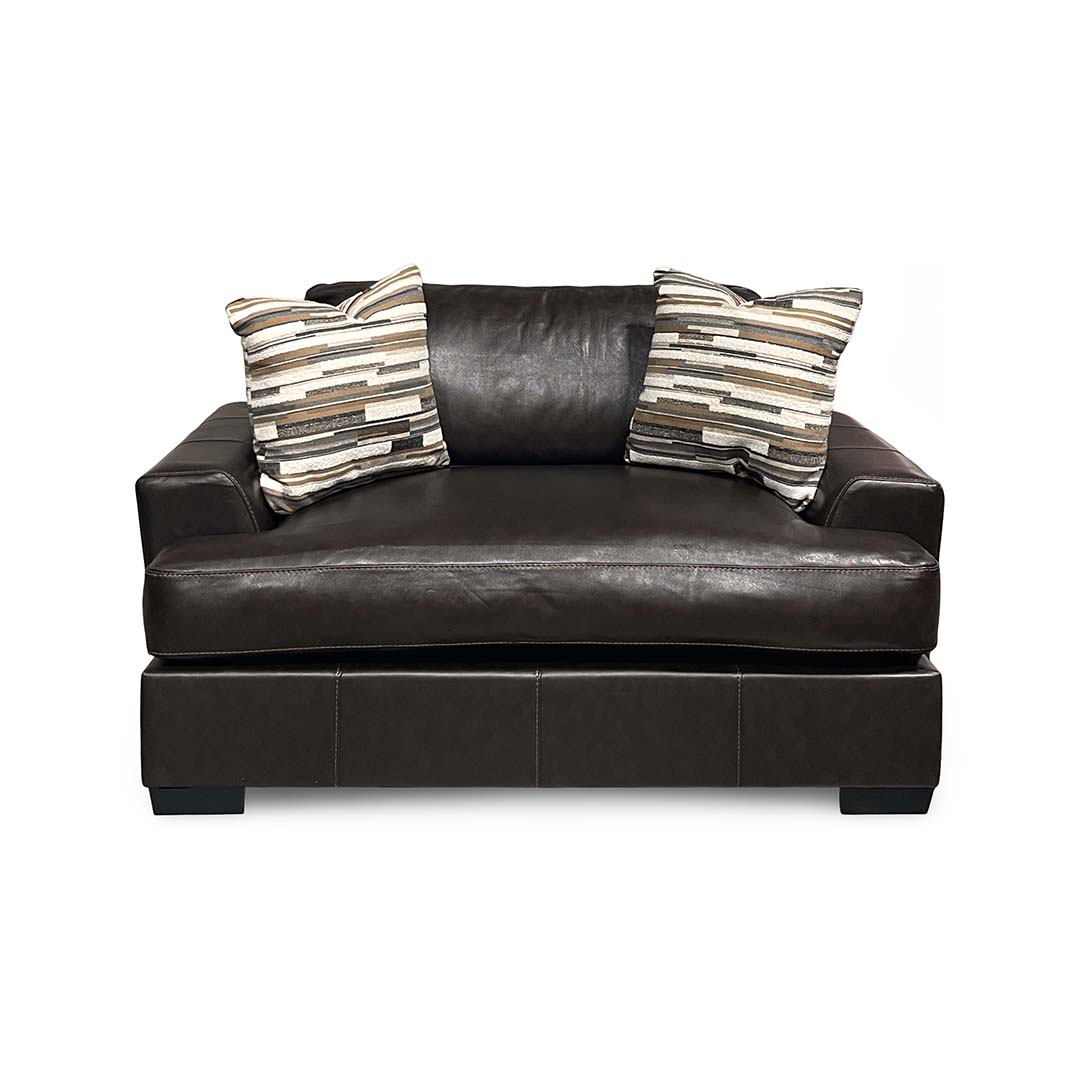 Bodie Leather Chair and a Half from Michael Nicholas Designs in Brown, Made in USA - Leather detail