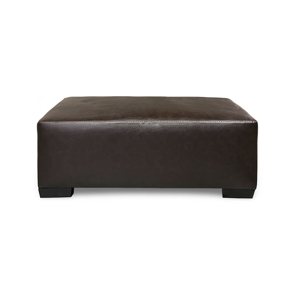 Bodie Leather Oversized Ottoman from Michael Nicholas Designs in Brown, Made in USA - Leather detail