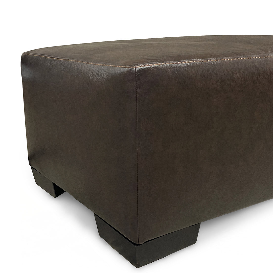 Bodie Leather Oversized Ottoman from Michael Nicholas Designs in Brown with Hardwood Frame, Made in USA - Leather detail