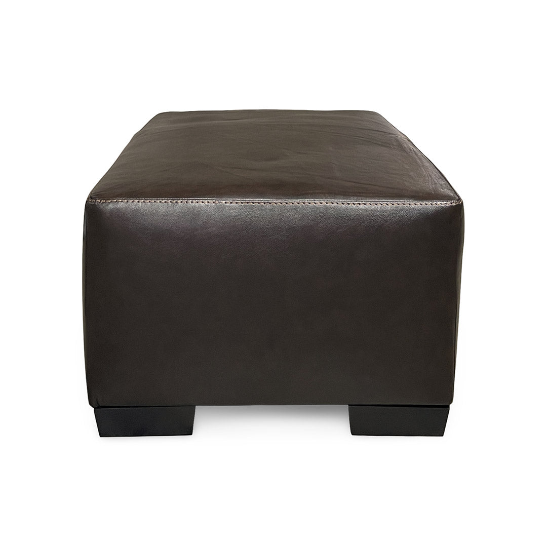 Bodie Leather Oversized Ottoman from Michael Nicholas Designs in Brown with Hardwood Frame, Made in USA - Leather detail