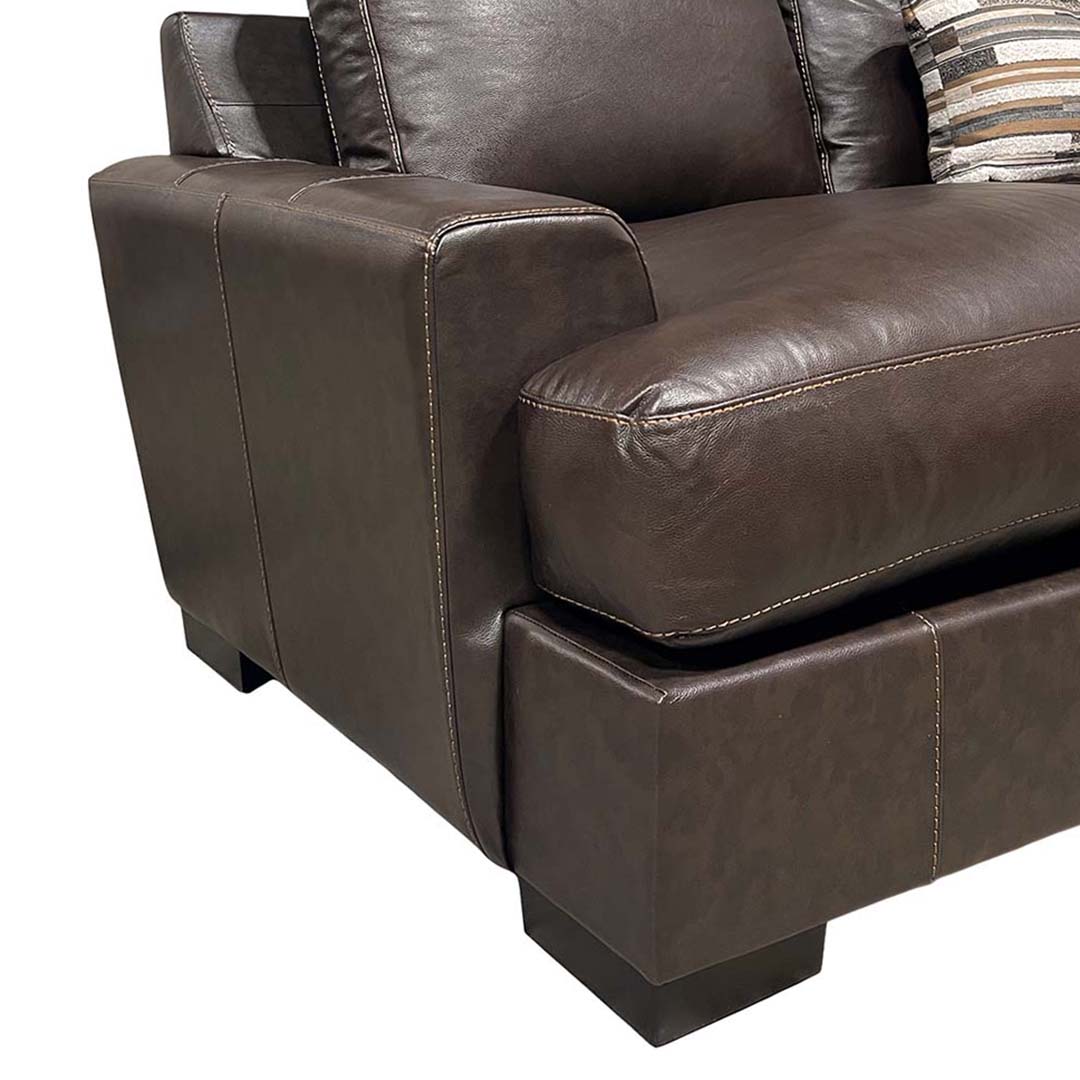 Bodie Leather Loveseat from Michael Nicholas Designs in Brown with Hardwood Frame, Made in USA - Leather detail
