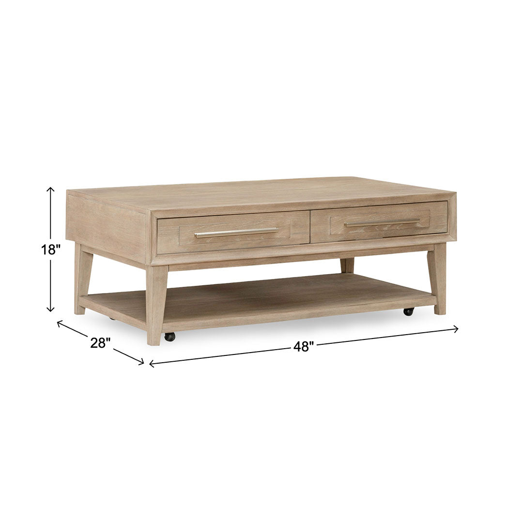 Brentwood cocktail table in sandstone finish, alternate angle