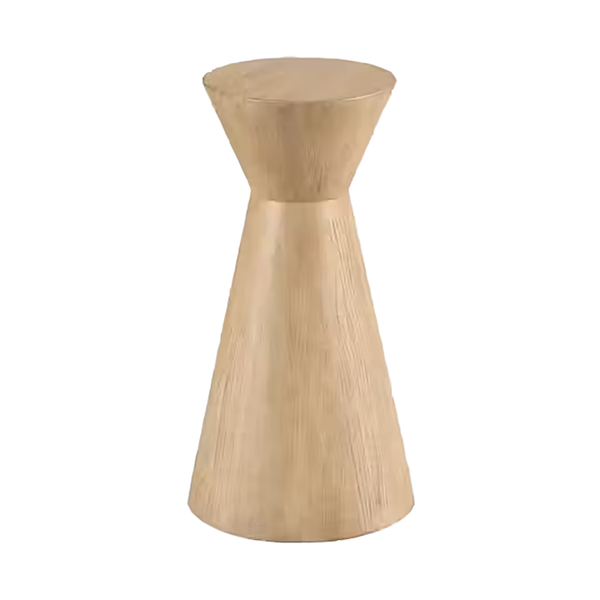 Joybird wooden side table with a cylindrical design