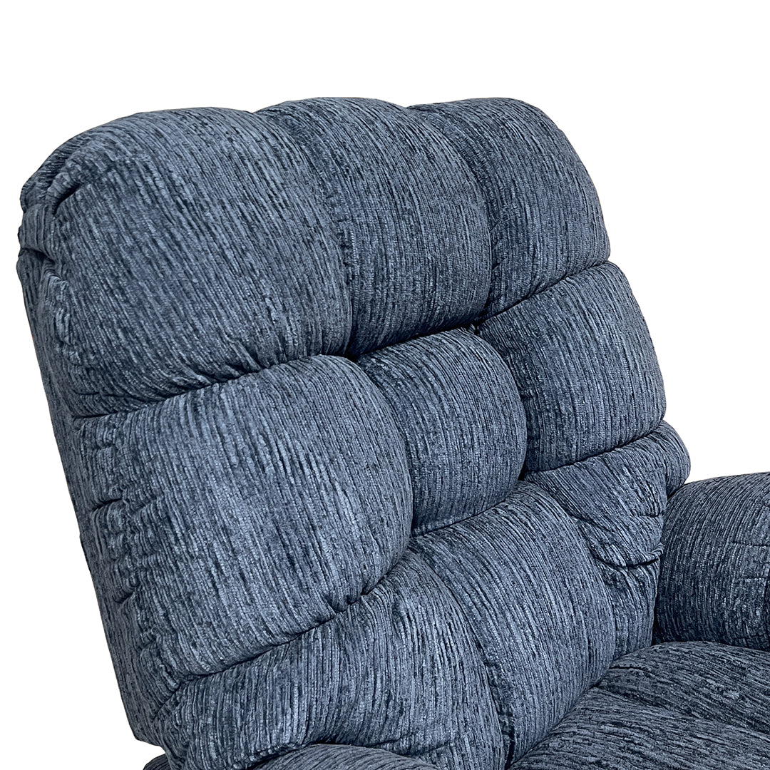 Brosmer Power Swivel Glider Recliner from Best Home Furnishings in Blue Performance Fabric, Made in USA - Reclined position