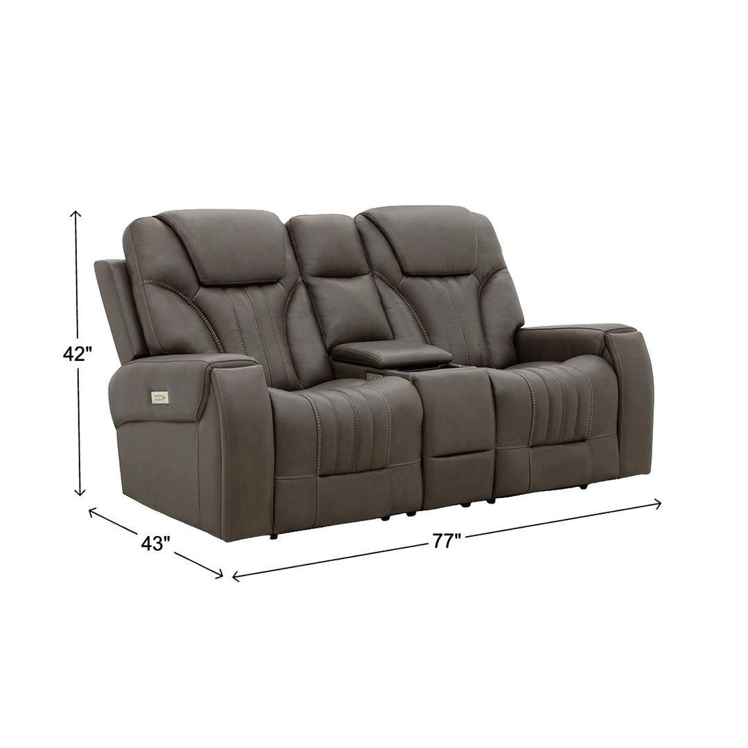 Clark Zero-G Home Theater Leather Loveseat with Console