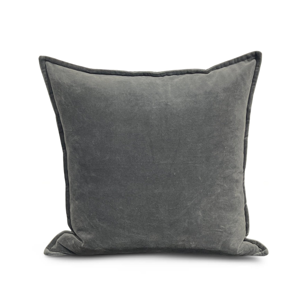 Gray Cotton Velvet Pillow from Surya