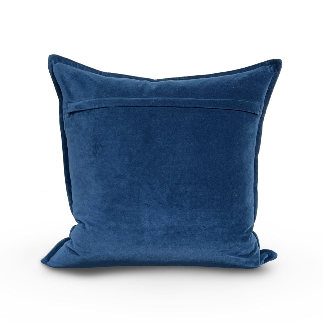 Cotton Velvet Pillow - Blue