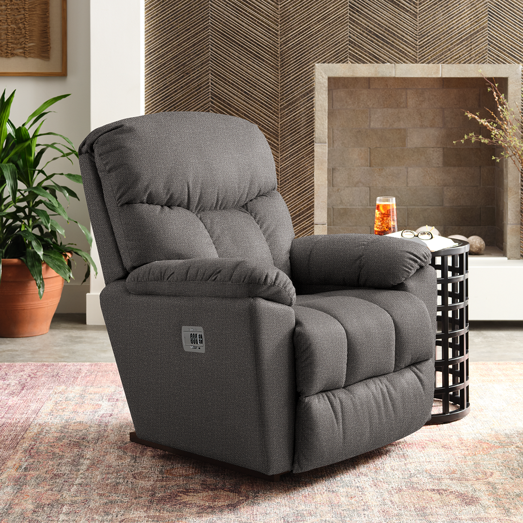 Morrison Power Rocker Recliner from La-Z-Boy Incorporated in Gray, Made in USA - Alternate angle