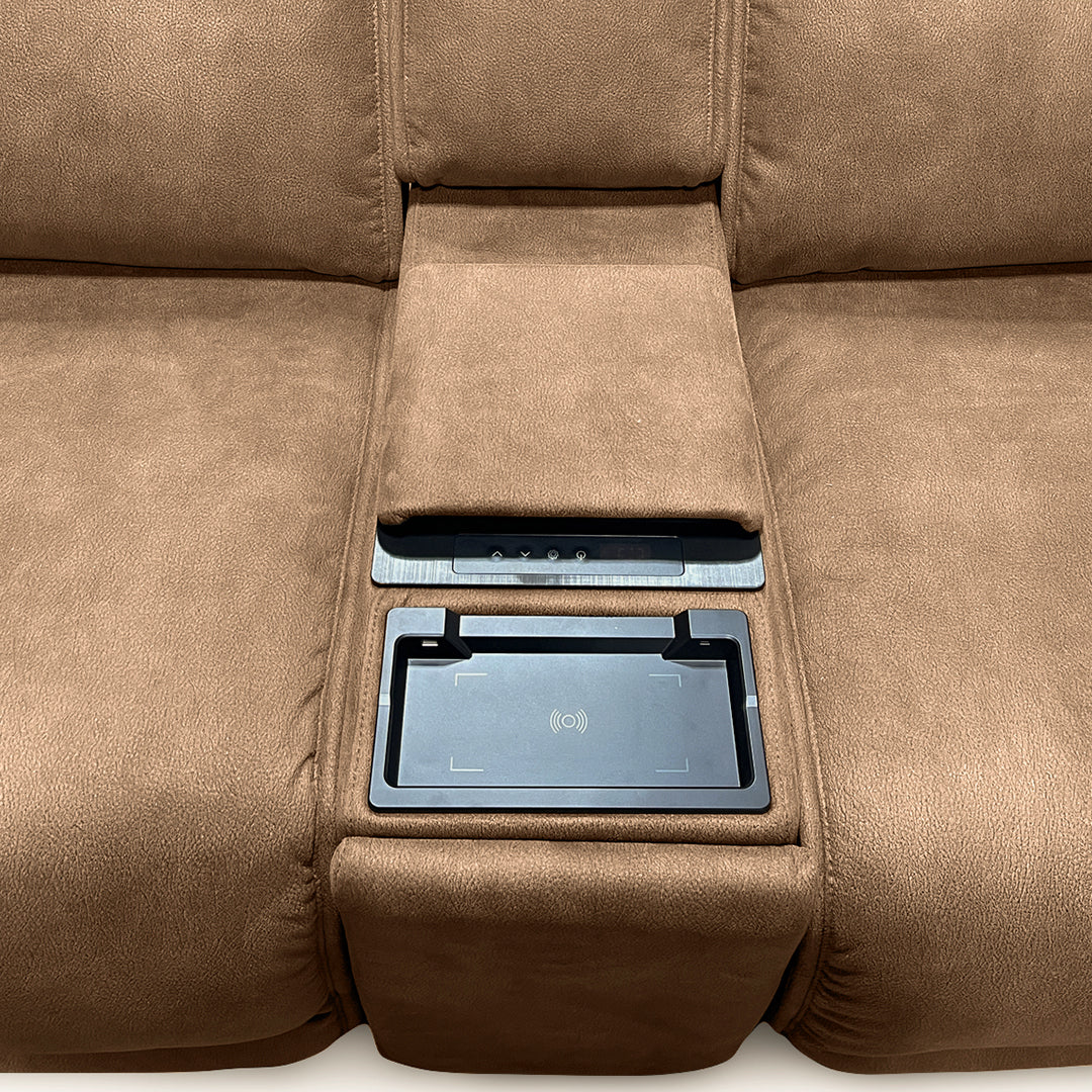Daniel Zero-G Power Reclining Sectional (6-Piece) from Cheers in Brown Polyester - Reclined position
