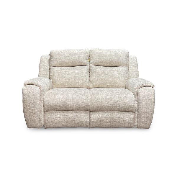 Drake Zero-G Reclining Loveseat with Heat & Massage from Southern Motion in Beige Polyester, Made in USA - Reclined position