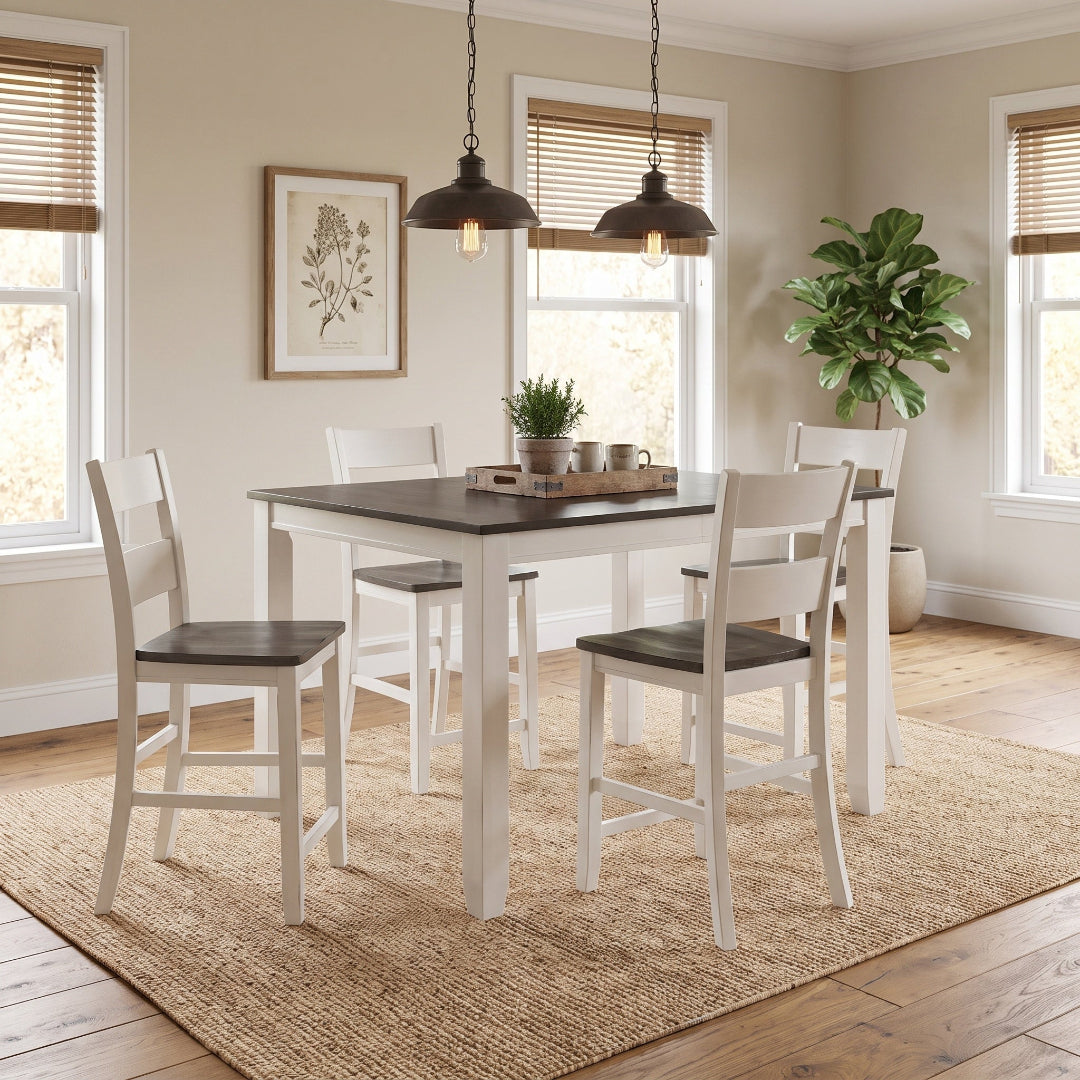 Drake Counter Height Dining Set (5pc) (Seats 6-8) from Worldwide Designs in White - White finish
