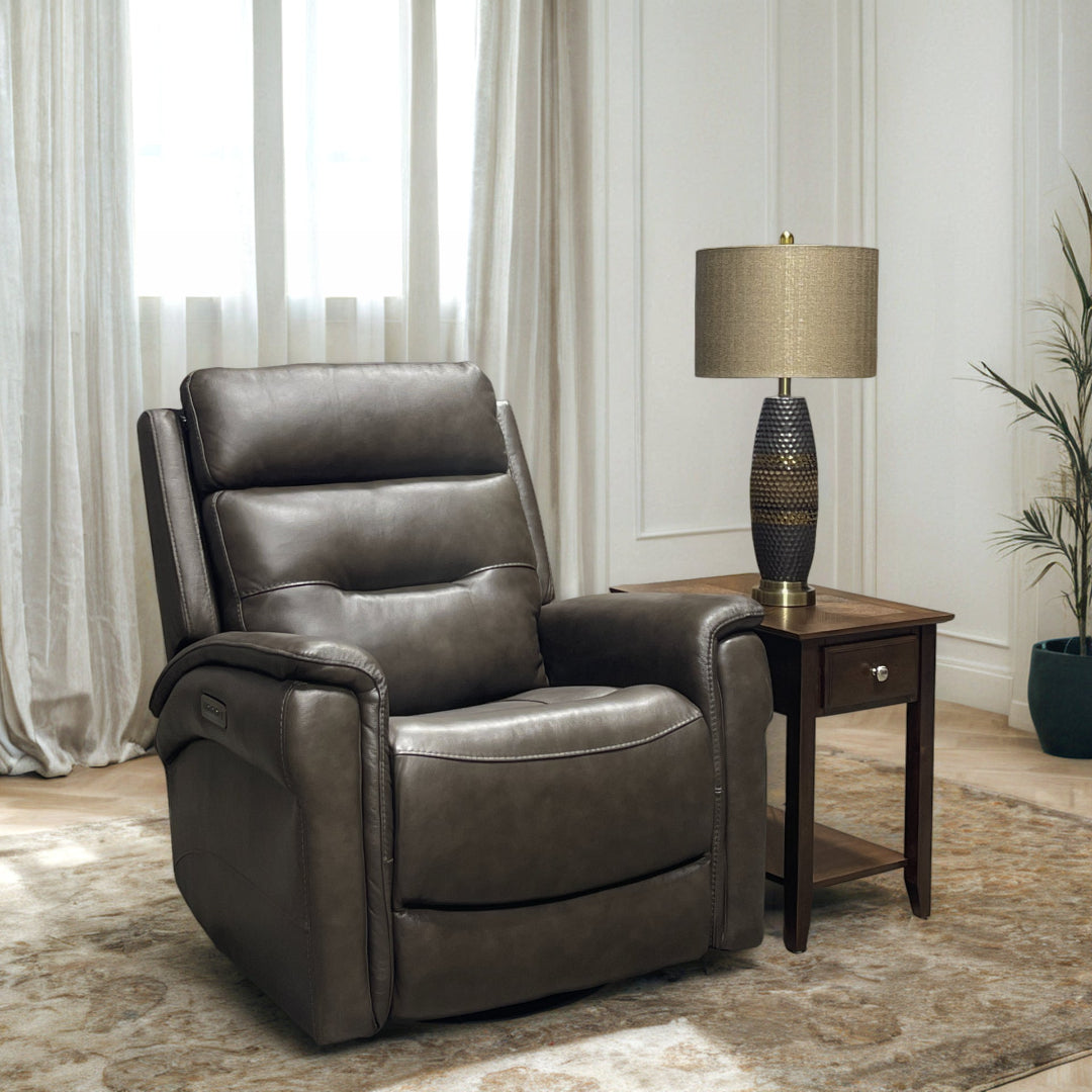 Sillón reclinable giratorio eléctrico de cuero Duncan