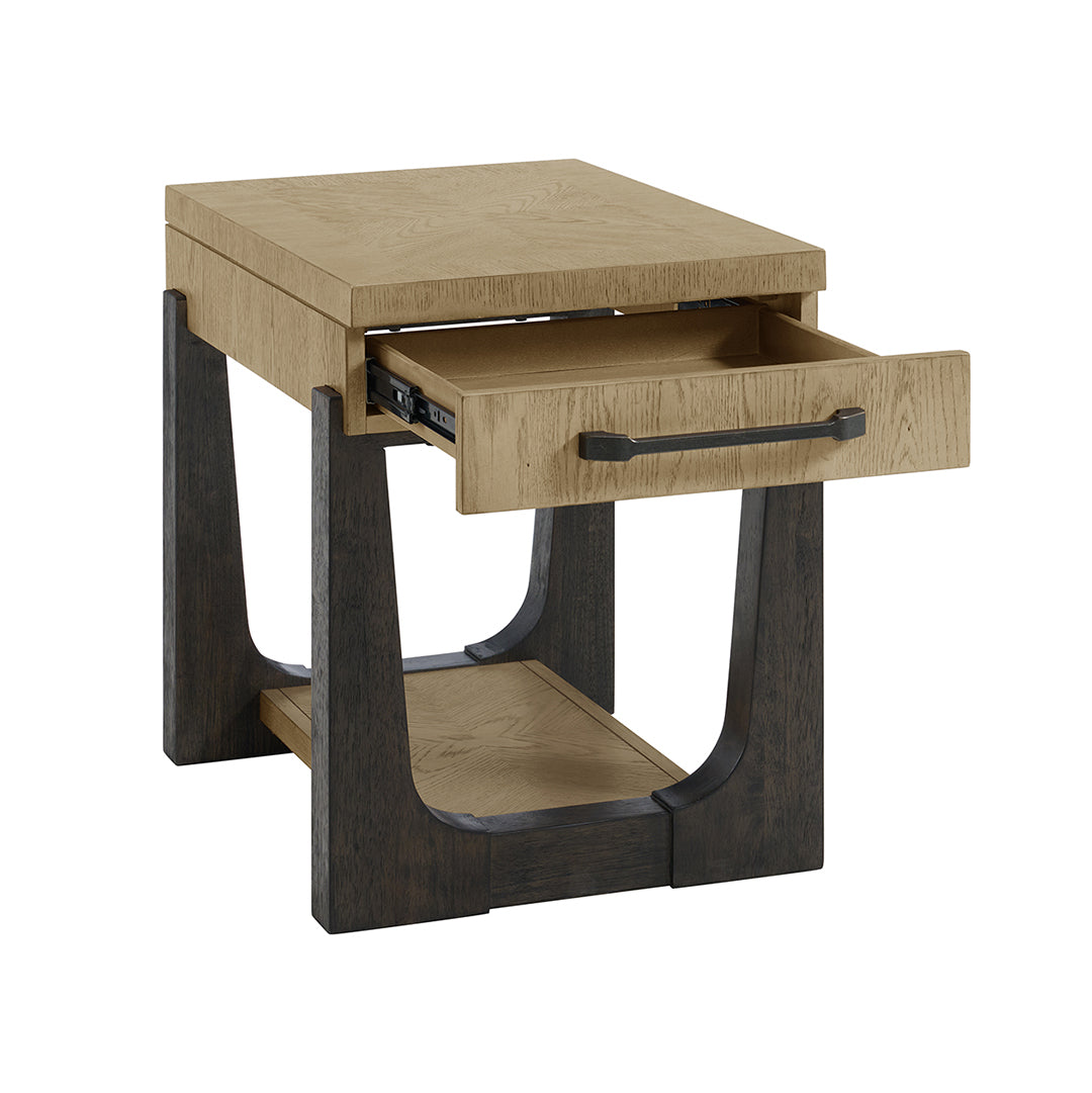 Beige Sutton Place Side Table from Emerald Home Furnishing - Open position